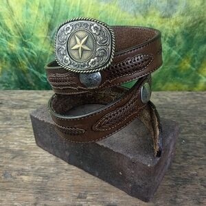 Men's Brown Leather Belt with Star Buckle
